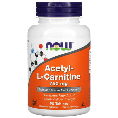 NOW Foods Ацетил-L-карнитин 750 мг 90 таблеток