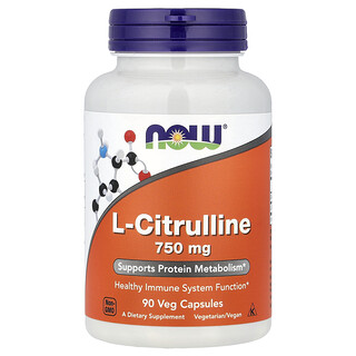 NOW Foods, L-Citrulline, 750 mg, 90 Veg Capsules