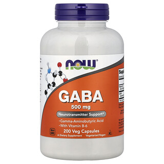 NOW Foods, GABA con vitamina B6, 200 cápsulas vegetales