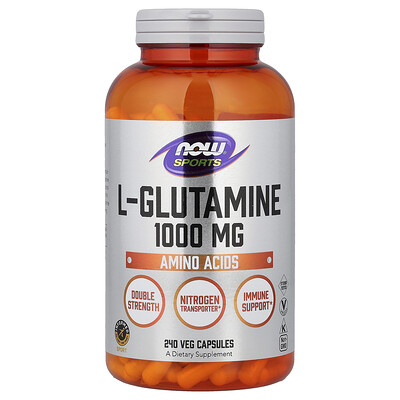 NOW Foods, Deportes, L-glutamina, 1000 mg, 240 cápsulas vegetales