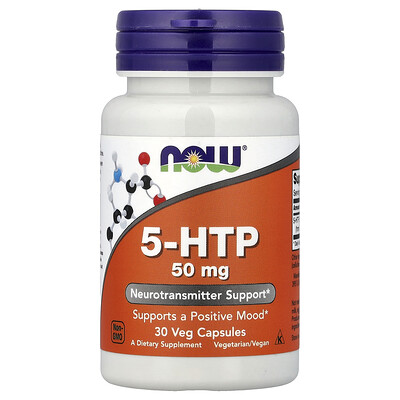 NOW Foods, 5-HTP, 50 mg, 30 cápsulas vegetales