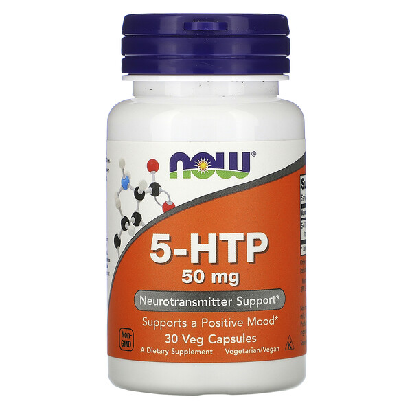 Now Foods, 5-гидрокситриптофан (5-HTP), 50 мг, 30 растительных капсул