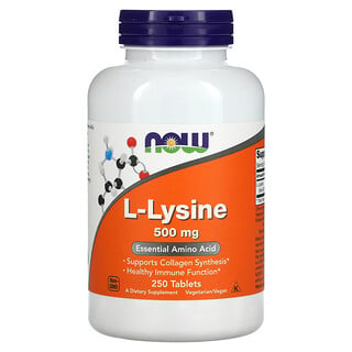 Now Foods, L-lisina, 500 mg, 250 tabletas
