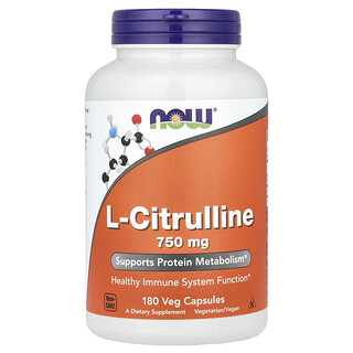 NOW Foods, L-Citrulline, 1,500 mg, 180 Veg Capsules (750 mg per Capsule)