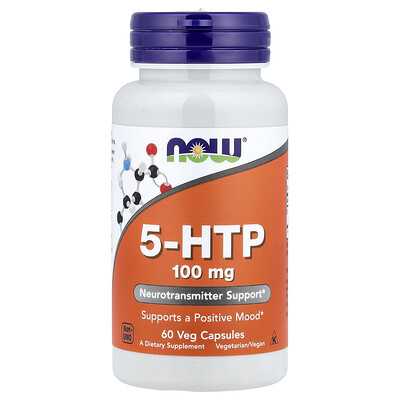 NOW Foods, 5-HTP, 100 mg, 60 cápsulas vegetales