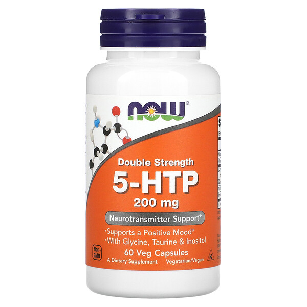 NOW Foods, 5HTP, Double Strength, 200 mg, 60 Veg Capsules