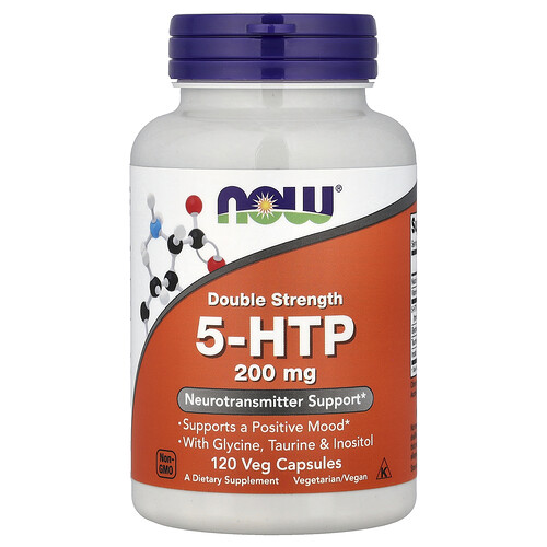 NOW Foods 5-HTP ダブルストレングス グリシン・タウリン・イノシトール配合 ベジカプセル120粒
