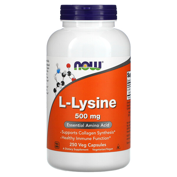 L-Lysine, 500 mg, 250 capsules végétales
