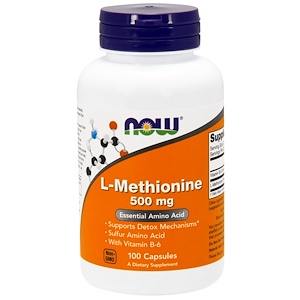 Now Foods, L-метионин, 500 мг, 100 капсул