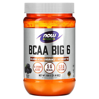 NOW Foods, Sports，BCAA Big 6，天然葡萄，21.16 盎司（600 克）