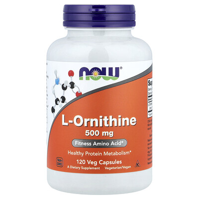 NOW Foods, L-ornitina, 500 mg, 120 cápsulas vegetales