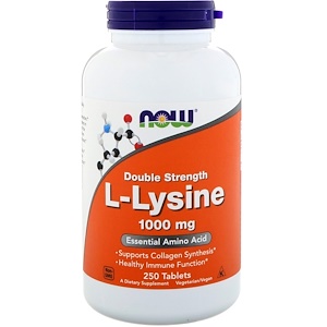 L-лизин, 1000 мг, 250 таблеток Now Foods отзывы, применение, состав, цена, купить