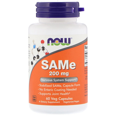 Now Foods SAMe, 200 мг, 60 вегетарианских капсул