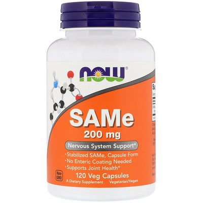 Now Foods SAMe, 200 мг, 120 вегетарианских капсул