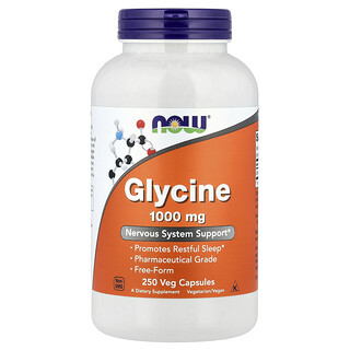 NOW Foods, Glicina, 1000 mg, 250 cápsulas vegetales