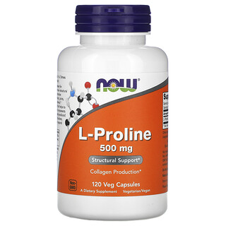 Now Foods, L-пролин, 500 мг, 120 растительных капсул