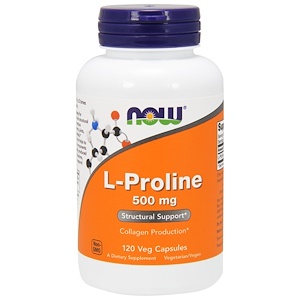 Now Foods, L-пролин, 500 мг, 120 капсул в растительной оболочке