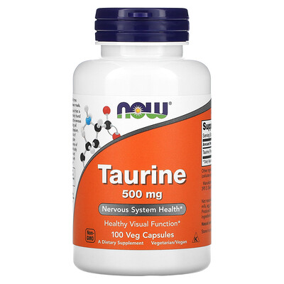 NOW Foods Taurine 500 mg 100 Veg Capsules
