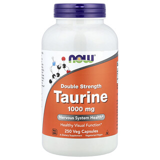 NOW Foods, Taurin, 1 000 mg, 250 rostlinných tobolek