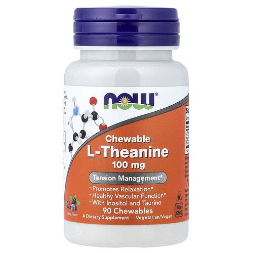 Photos - Amino Acid Now Foods Foods, Chewable L-Theanine, Berry , 90 Chewables -00144