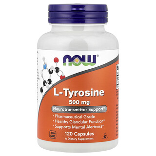 NOW Foods, L-Tirosina, 500 mg, 120 Cápsulas