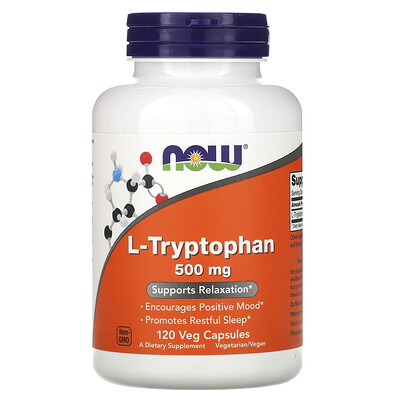 Now Foods L-триптофан, 500 мг, 120 растительных капсул