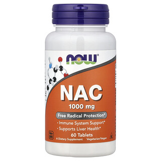 NOW Foods, NAC（N-アセチル-L-システイン）、1,000mg、タブレット60粒
