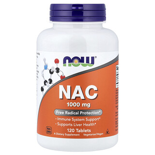 NOW Foods, NAC, Suplemento alimentario, 1000 mg, 120 comprimidos