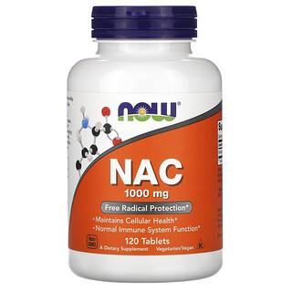 Now Foods, NAC, N-Acetylcystein, 1.000 mg, 120 Tabletten