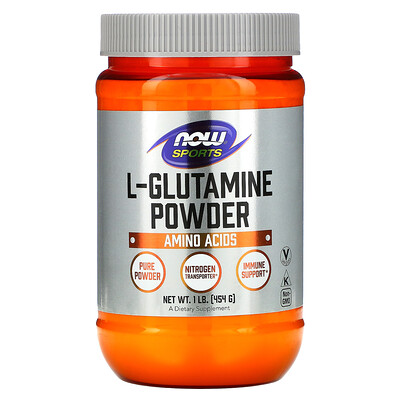 Now Foods Спорт, L-глютамин в виде порошка, 454 г (1 фунт)