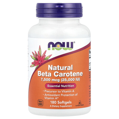 NOW Foods, Natural Beta Carotene, 7,500 mcg (25,000 IU), 180 Softgels