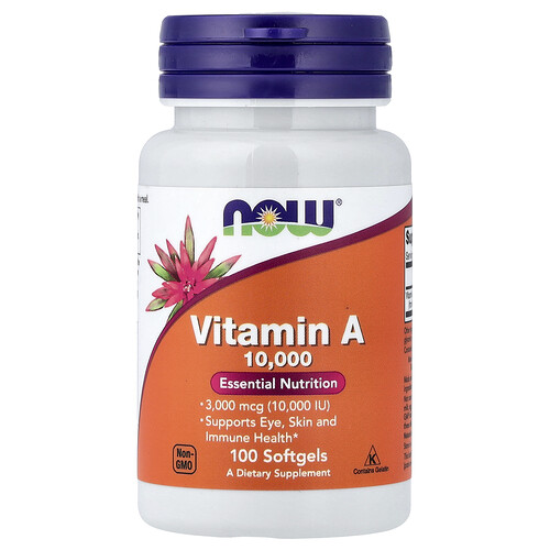 NOW Foods ビタミンA 3,000mcg（10,000IU） ソフトジェル100粒