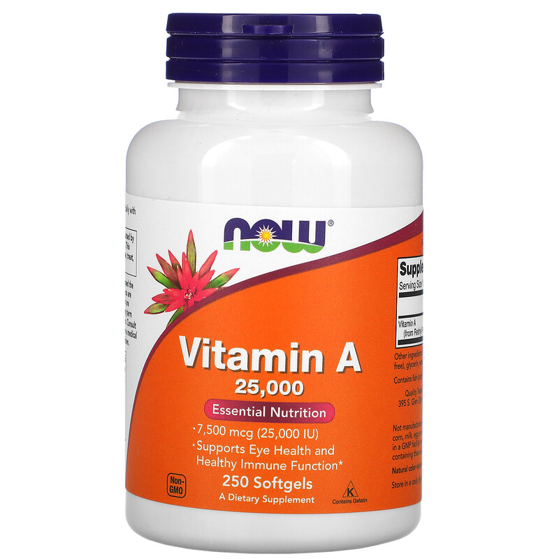 Now Foods Vitamin A 25 000 IU 250 Softgels IHerb   20 