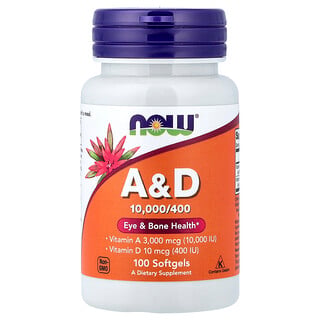NOW Foods, Vitaminas A e D, 100 Cápsulas Softgel