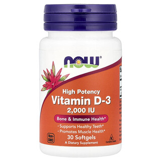 NOW Foods, D-3-vitamiini, 2 000 IU, 30 pehmeää geeliä