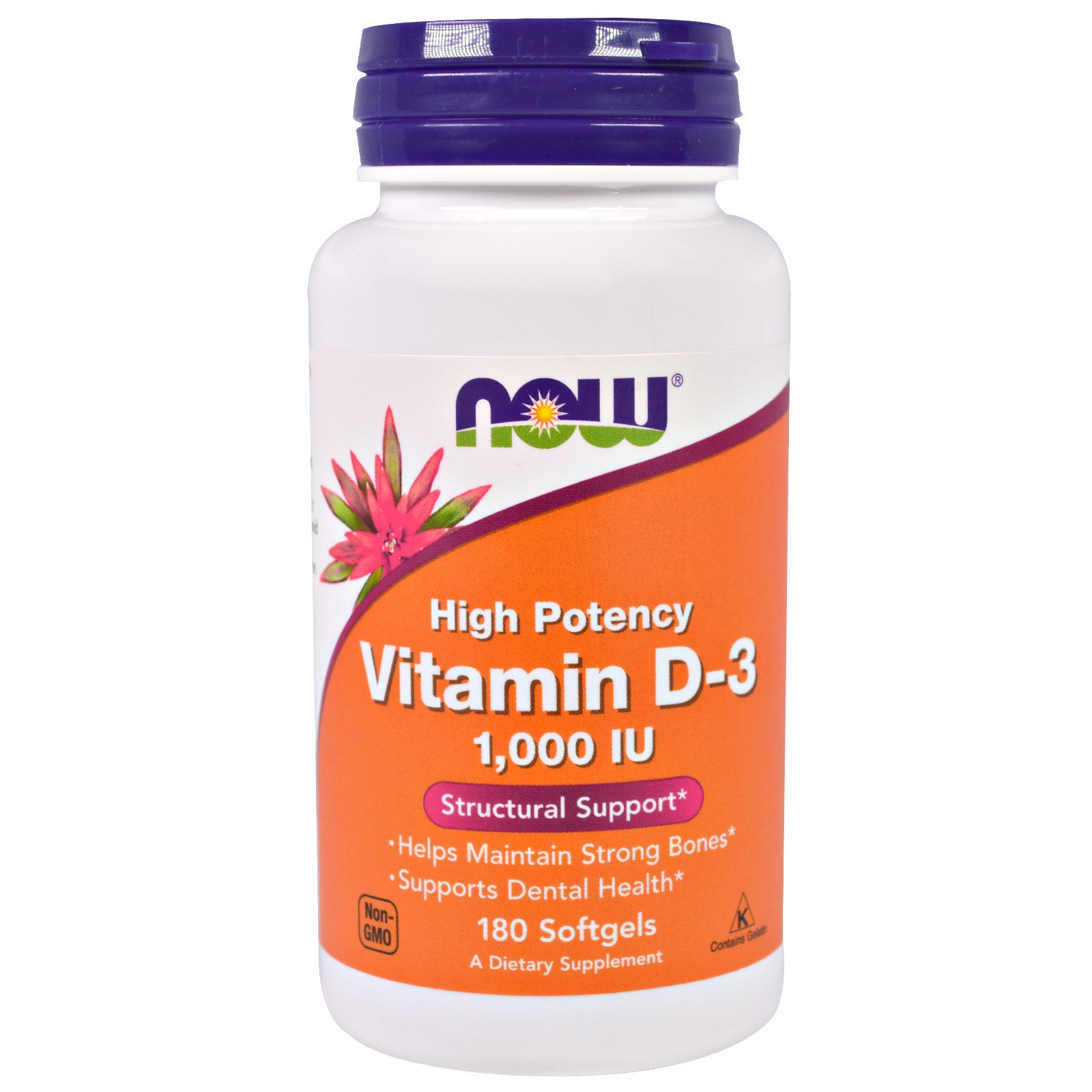 Now Foods Vitamin D 3 High Potency 1000 Iu 180 Softgels