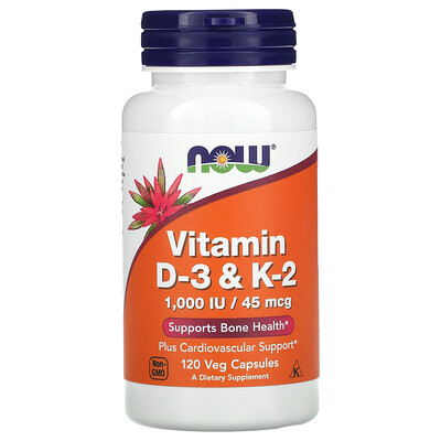 

Now Foods Vitamin D-3 & K-2, 120 Veg Capsules