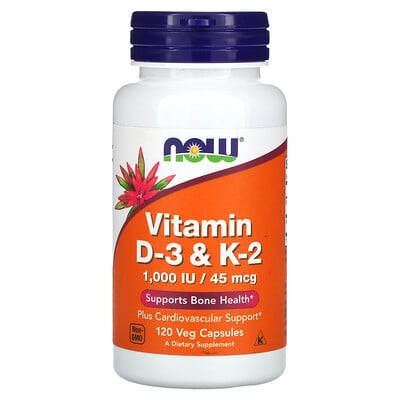 

NOW Foods Vitamin D-3 & K-2 120 Veg Capsules