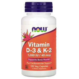 Отзывы о Now Foods, Vitamin D-3 & K-2, 45mcg (1,000 IU), 120 Veg Capsules
