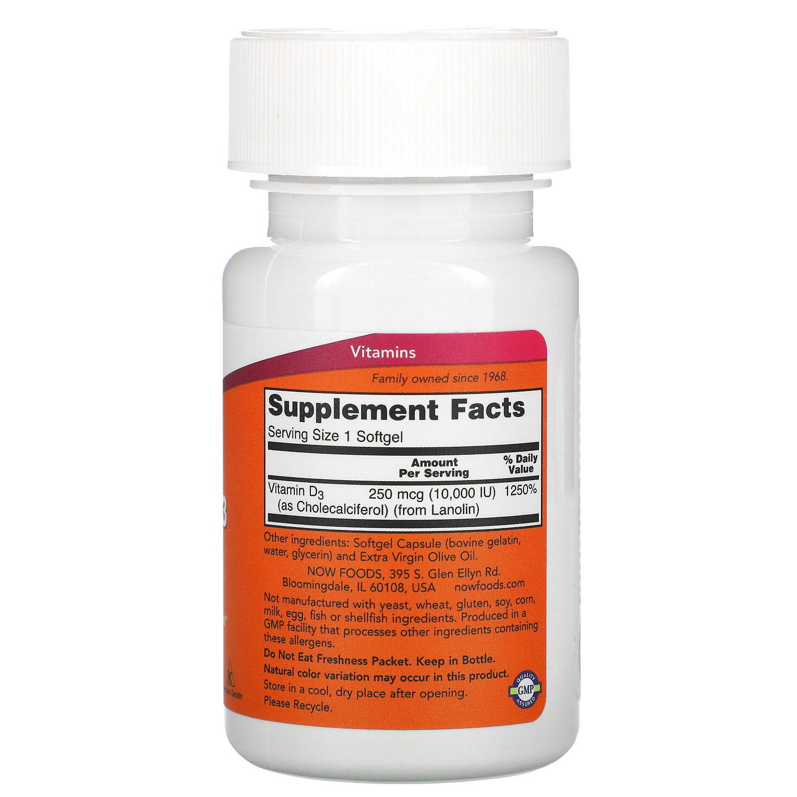 Now Foods, Highest Potency Vitamin D3, 10,000 IU, 120 Softgels iHerb