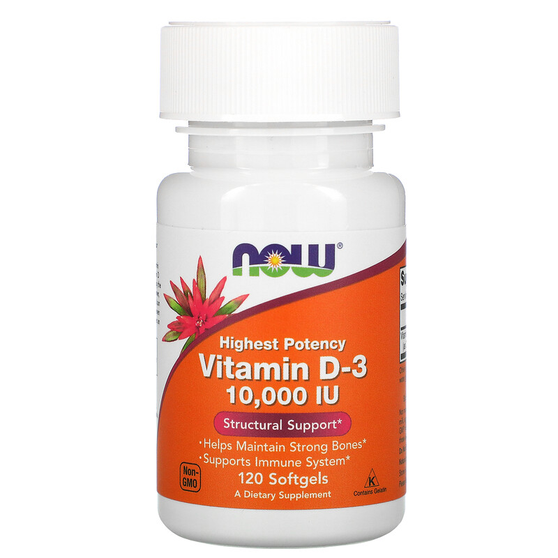 Now Foods Highest Potency Vitamin D 3 10 000 IU 120 Softgels IHerb