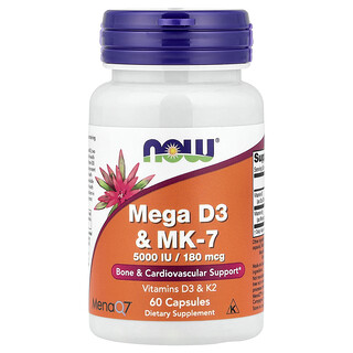 NOW Foods, Mega D3 și MK-7, 60 de capsule