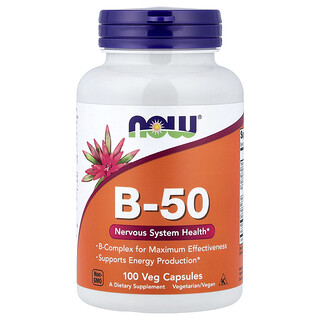NOW Foods, B-50, 100 растительных капсул