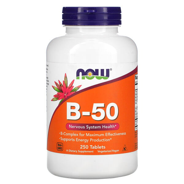 Now Foods, B-50, добавка с витаминами группы В, 250 таблеток
