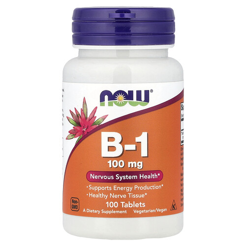 NOW Foods Vitamin B-1 Thiamine, 100mg - 100 tablets