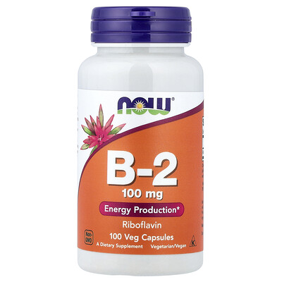 NOW Foods, Vitamina B2, 100 mg, 100 cápsulas vegetales