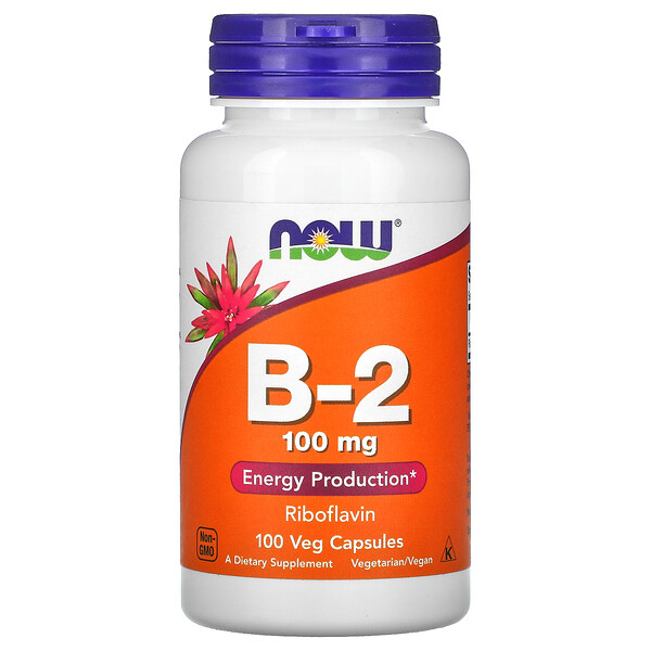 Now Foods, витамин B-2, 100 мг, 100 вегетарианских капсул