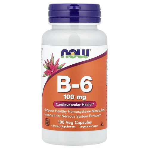 NOW Foods, B-6, 100 mg, 100 Veg Capsules