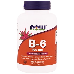 Now Foods, B-6, 100 мг, 250 капсул