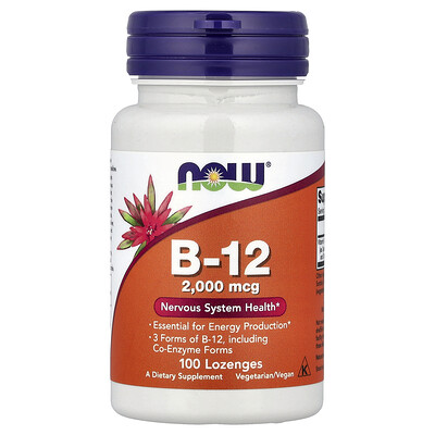 NOW Foods, B12, 2000 mcg, 100 pastillas